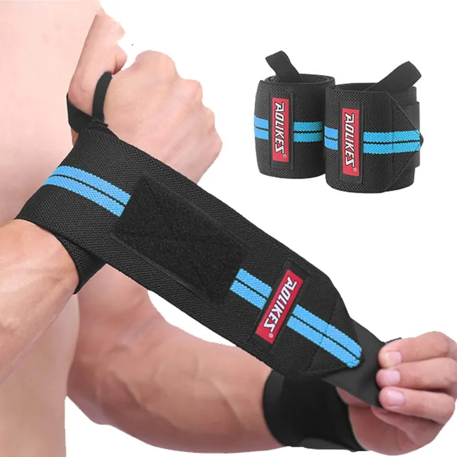 KeuLEn Wrist Wraps for Weight Lifting, Wrist Brace Support Straps with Thumb Loop for Men Women Exercise Gym Strength Training Power Lifting Workout (BlackBlue)