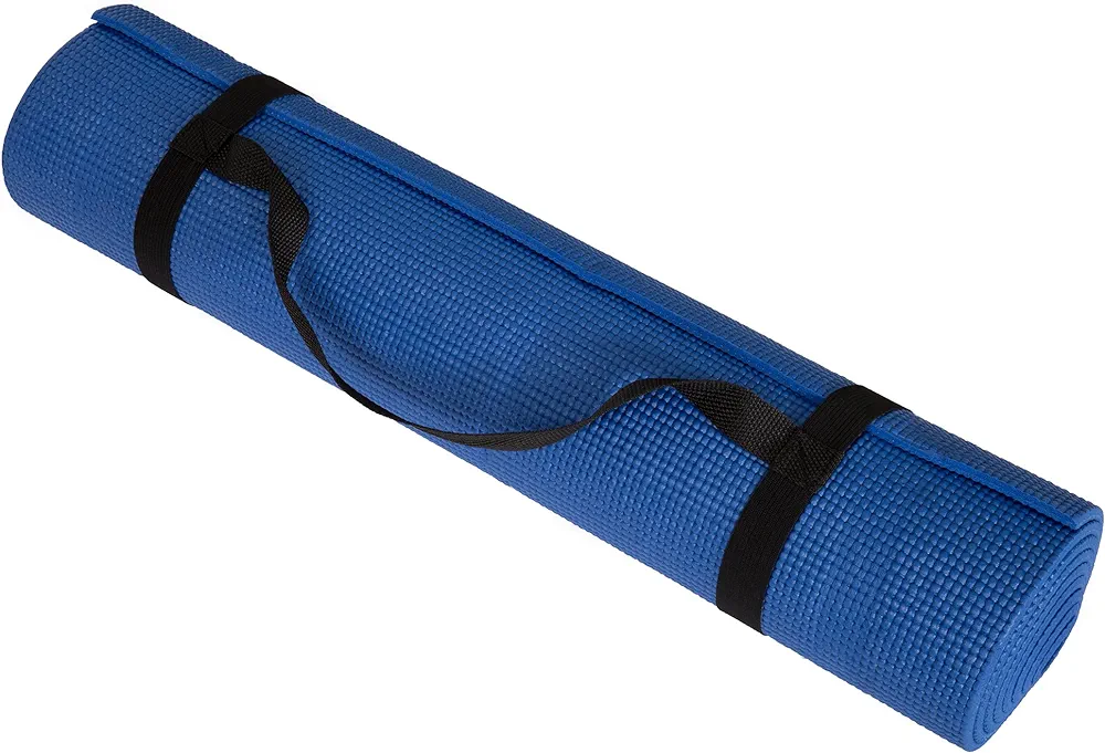 Yoga Mat - Thick Double-Sided Foam Gym and Workout Equipment - Padded Fitness Surface for Pilates with Carrying Strap by Wakeman
