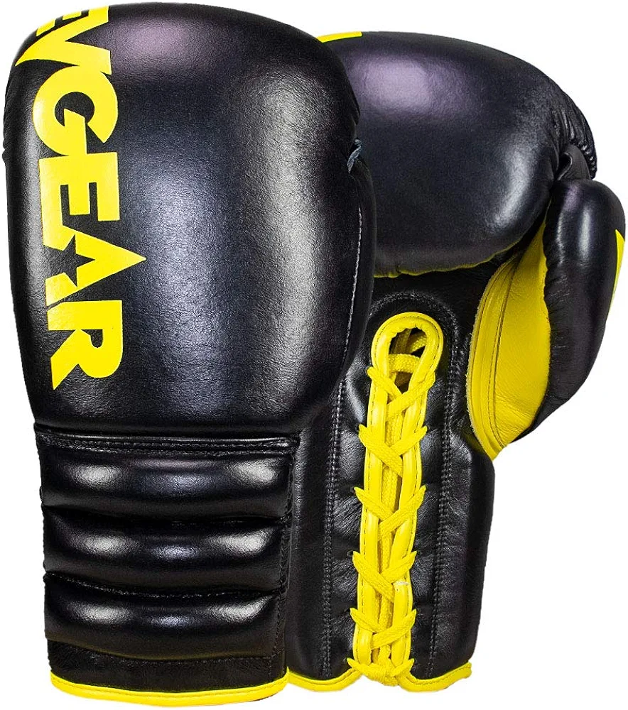 Revgear S4 Sentinel Lace Pro Leather Gel Boxing Gloves | Ridged Wrists for Protection | Multi-Layer Gel Padding