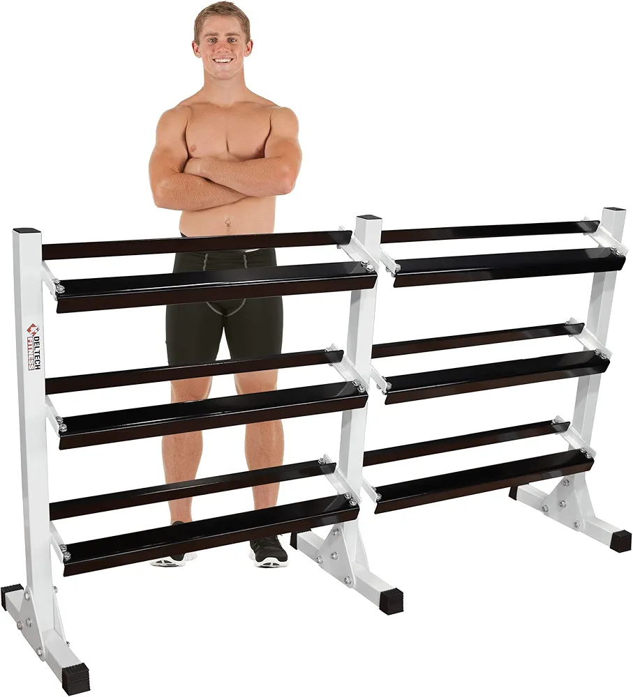 DF517- Heavy Duty 6 Foot Three Tier Hex Dumbbell Rack by Deltech Fitness
