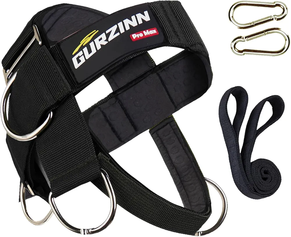 Neck Harness Weight Lifting Padded Strength Trainer-Improve Neck Strength and Reduce Neck Pain,Neck Trainer with 40 inch/100 cm Heavy Duty Rope,Adjustable & Omnidirectional Neoprene Strap, Neck Harness for Gym & Home Use