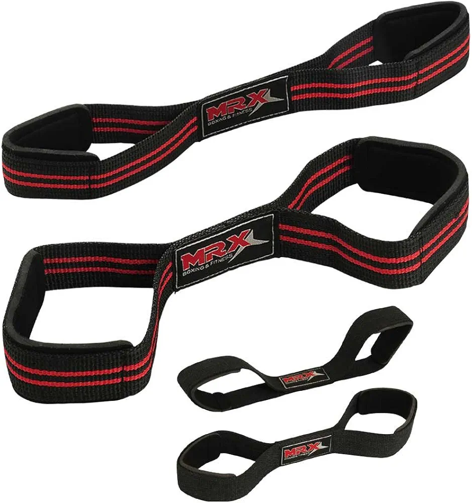 MRX Power Weight Lifting Gym Wrist Strap Figure 8 Wraps Hand Bar Bodybuilding Training Straps Workout