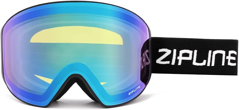 Zipline Podium XT Ski Goggles - No Fog Magnetic Lenses, Double Cylindrical Polycarbonate, Easy Lens Change