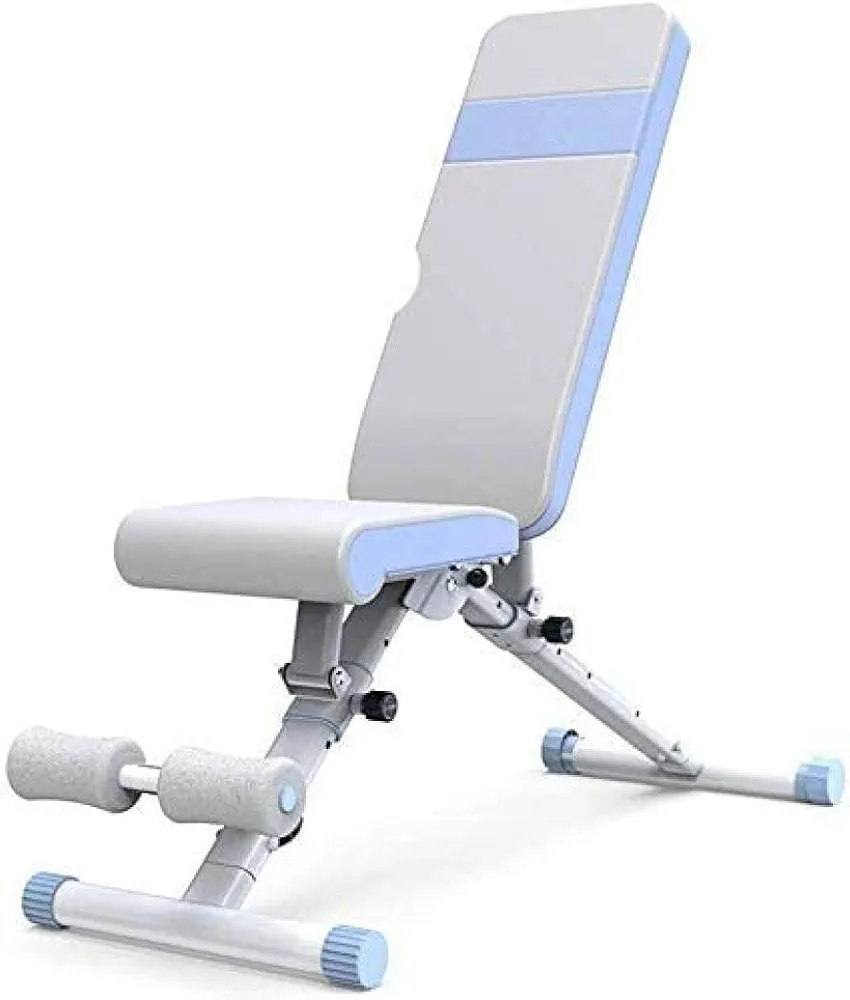 Adjustable Weight Bench Utility Sit Up Bench Multi-Purpose Gym Bench Flat/Incline/Decline Exercise Utility Bench for Full Body Workout Blue_129x46x117cm