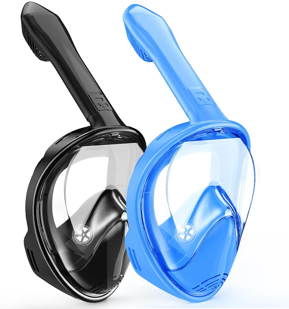 Kids Snorkel Mask Full Face, Snorkeling Gear for Kids 2-14 with Camera Mount, 180 Degree Panoramic View Snorkeling Set Anti-Fog Anti-Leak