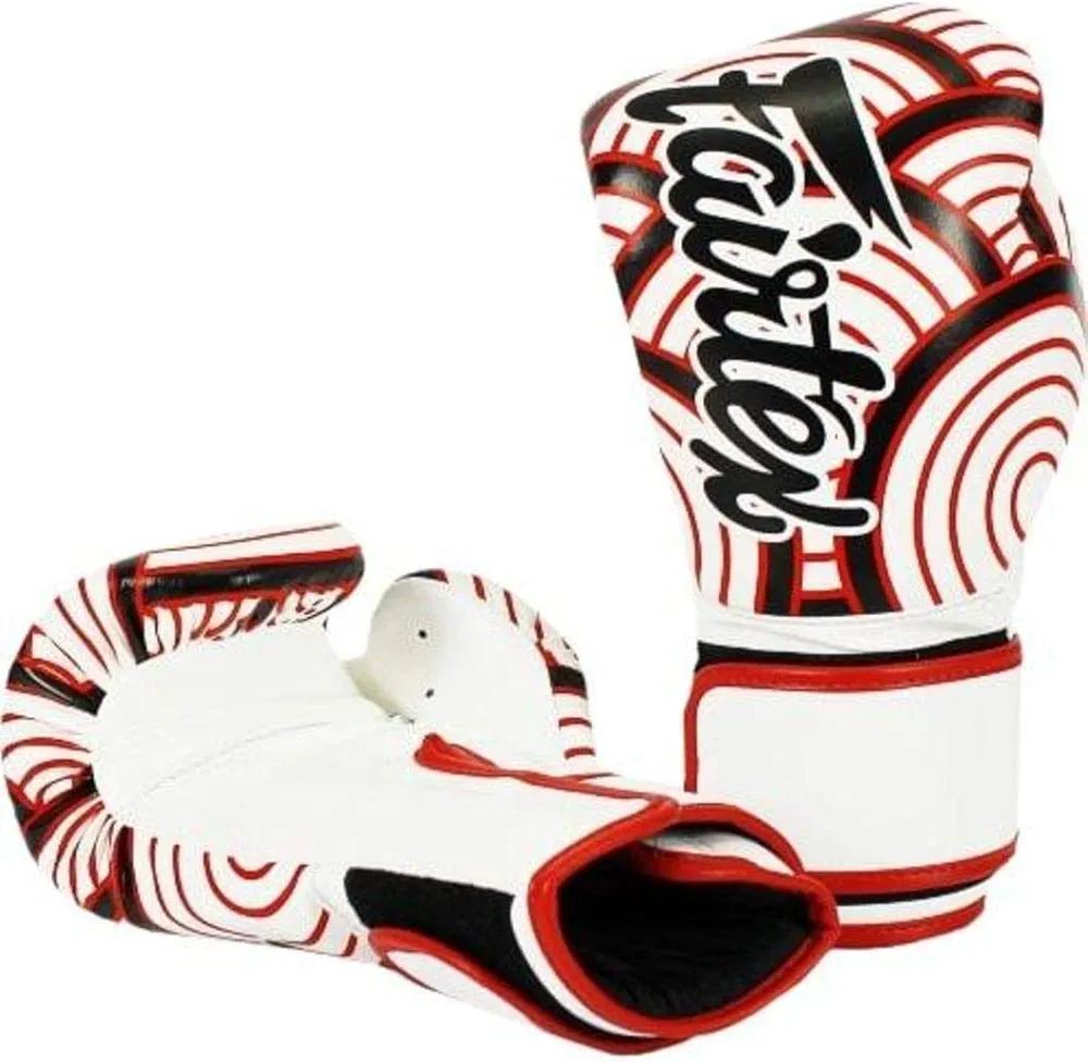 Fairtex Muay Thai Boxing Gloves BGV14WR Japanese Art - Kanagawa wave, white 14 oz Universal All Purposes Training Gloves for Kickboxing MMA K1