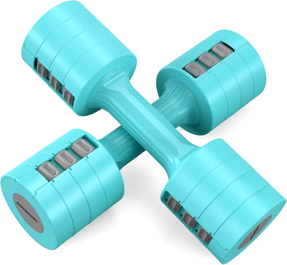 EAST MOUNT Adjustable Dumbbells 5 LBS Dumbbells Set of 2 / Pair 10 LBS Free Weights 6 in 1 for Home,Office, Gym Exercise Training