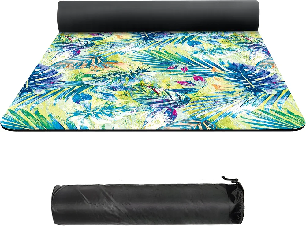 nuveti Suede TPE Yoga Mat High Density Non Slip Yoga Mats with Carrying Bag,72"x32" Extra Thick 8MM Exercise & Workout Mat for Yoga, Pilates and Fitness