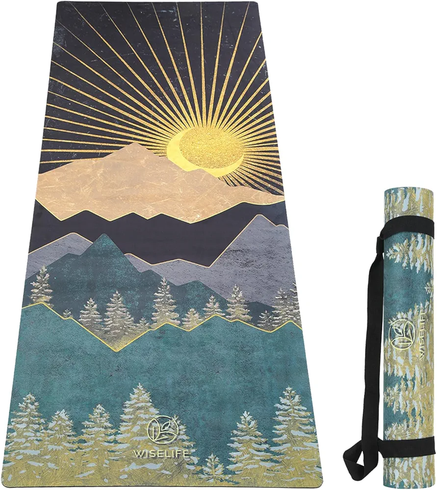 Wiselife PU Natural Rubber Yoga Mat + Carry Strap | 5mm Extra Thick Extra Long Extra Wide Exercise floor mat for Gym, Workout, Fitness, Yoga and Pilates | Arabian Night