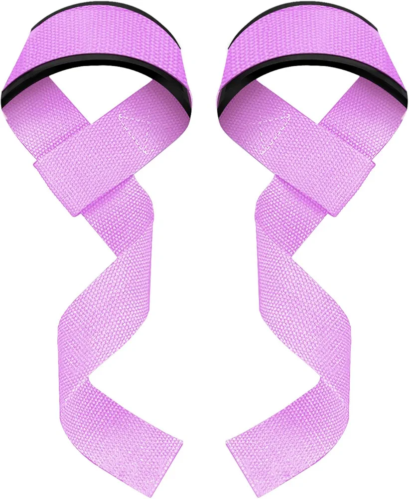 Pull Lifting Wrist Straps, Purple Power Lifting Exercise Straps, Padded and Anti-Skid Grips Band for Strength Training, Weightlifting, Bodybuilding