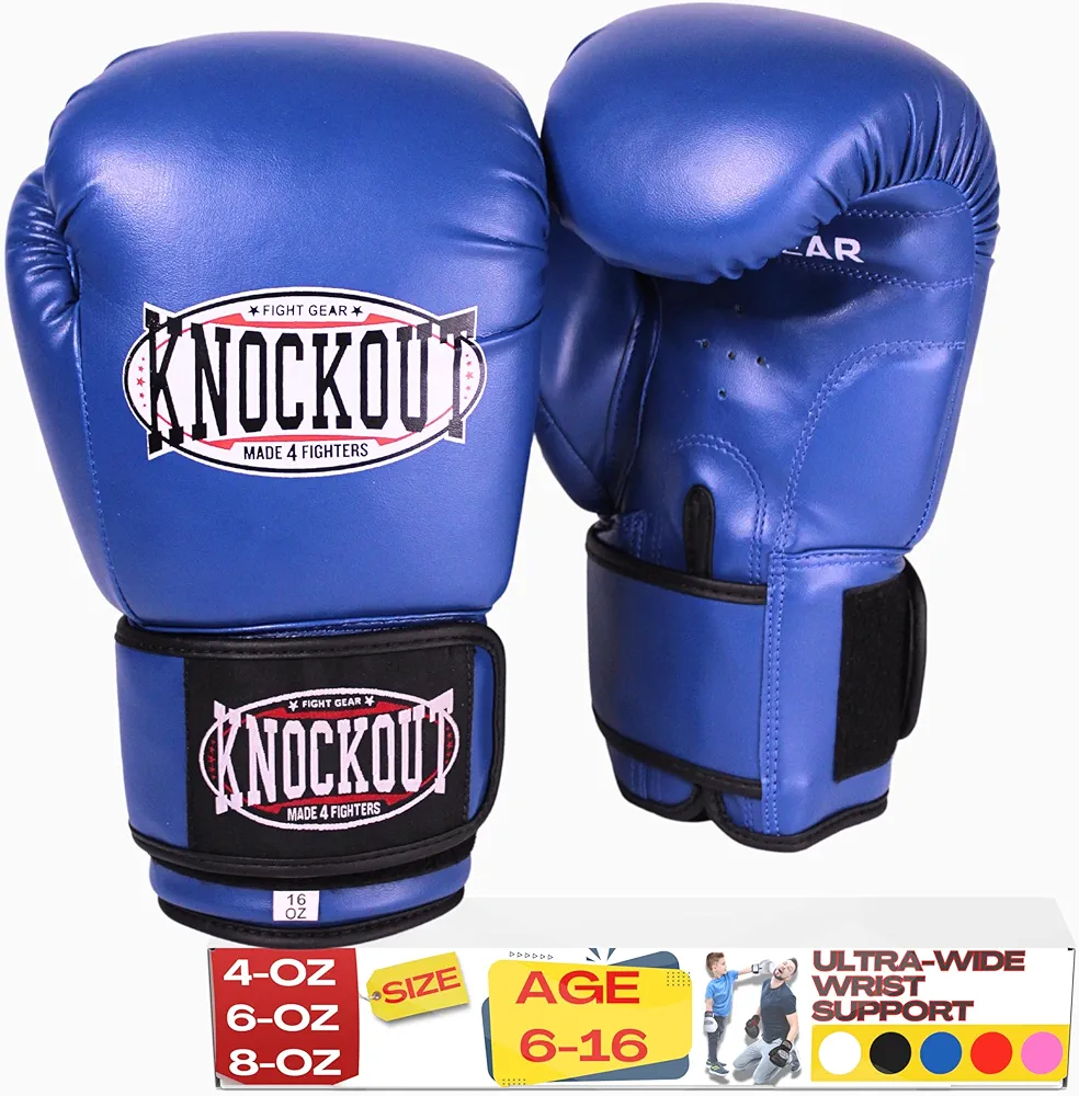 Kids Boxing Gloves - Youth Training Gloves for Kickboxing, MMA - Beginner to Pro Level Heavy Bag Gloves - Home Gym Training & Sparring with Ultra Wide Wrist Support