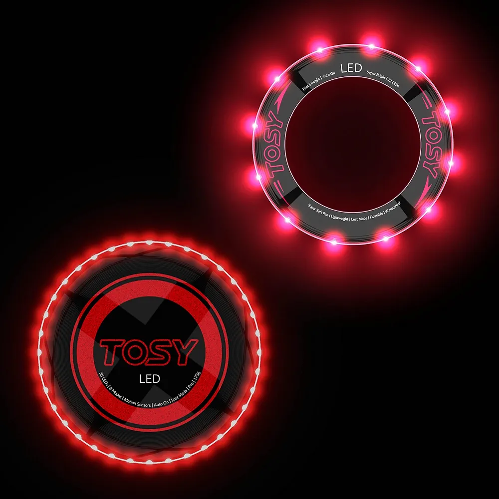 TOSY Bundle of 2 - Red Frisbee + Red Flying Ring