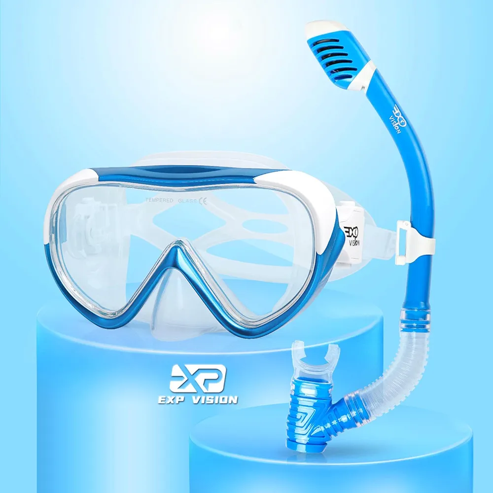 Kids Snorkel Set, Child Diving Mask Anti-Fog Swim Goggles and Dry Snorkel Children Snorkeling Gear for Youth Boys Girls Age 4-14