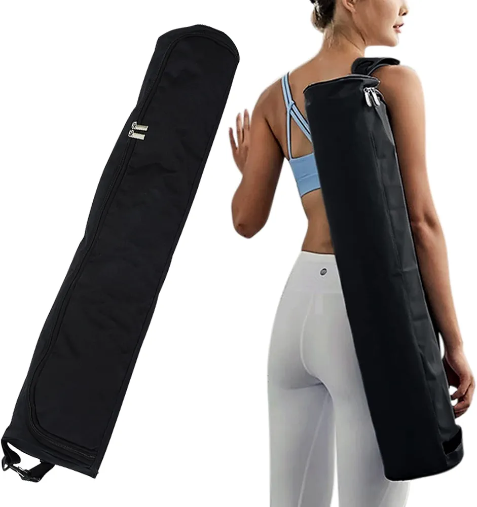 Yoga Mat Bag, Full Zip Exercise Yoga Mat Carrier Bag with Adjustable Strap, Waterproof Yoga Mat Carry Bag Strap for Most Yoga Mats to Gym Class Beach Park Travel for Women & Men (Black)