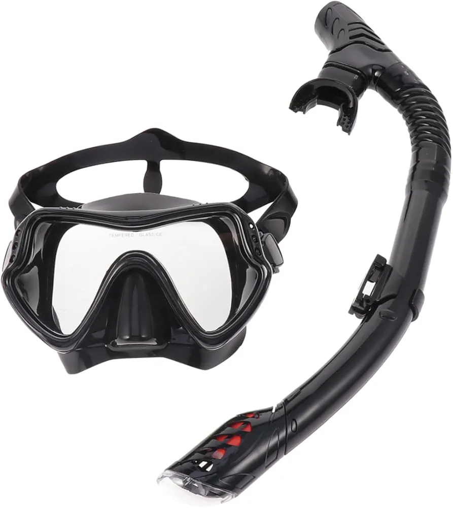 1 Set Snorkel Masks Kits Masquerade Eyewear Goggles Clear Full Snorkel Women Performance Snorkeling Mask Ops Ensure Face Mask Snorkel Mask Full Face Snorkeling Equipment Black