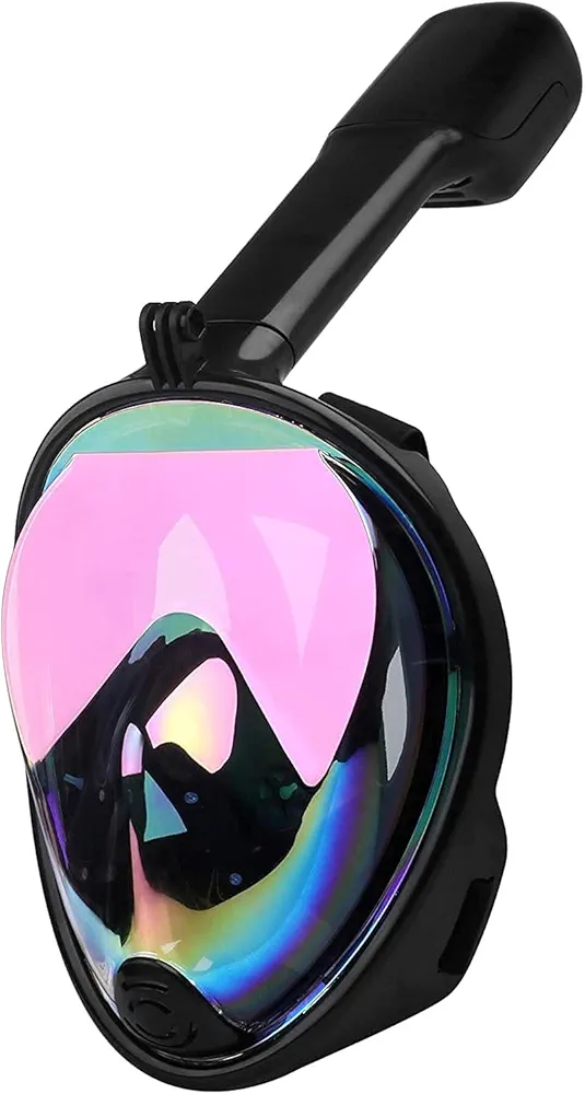 Full Face Snorkel Diving Masks Underwater Scuba Anti Fog Full Face Diving Mask Snorkeling Set with Anti-Skid Ring Snorkel for Adults and Kids Masks(Black,Small)