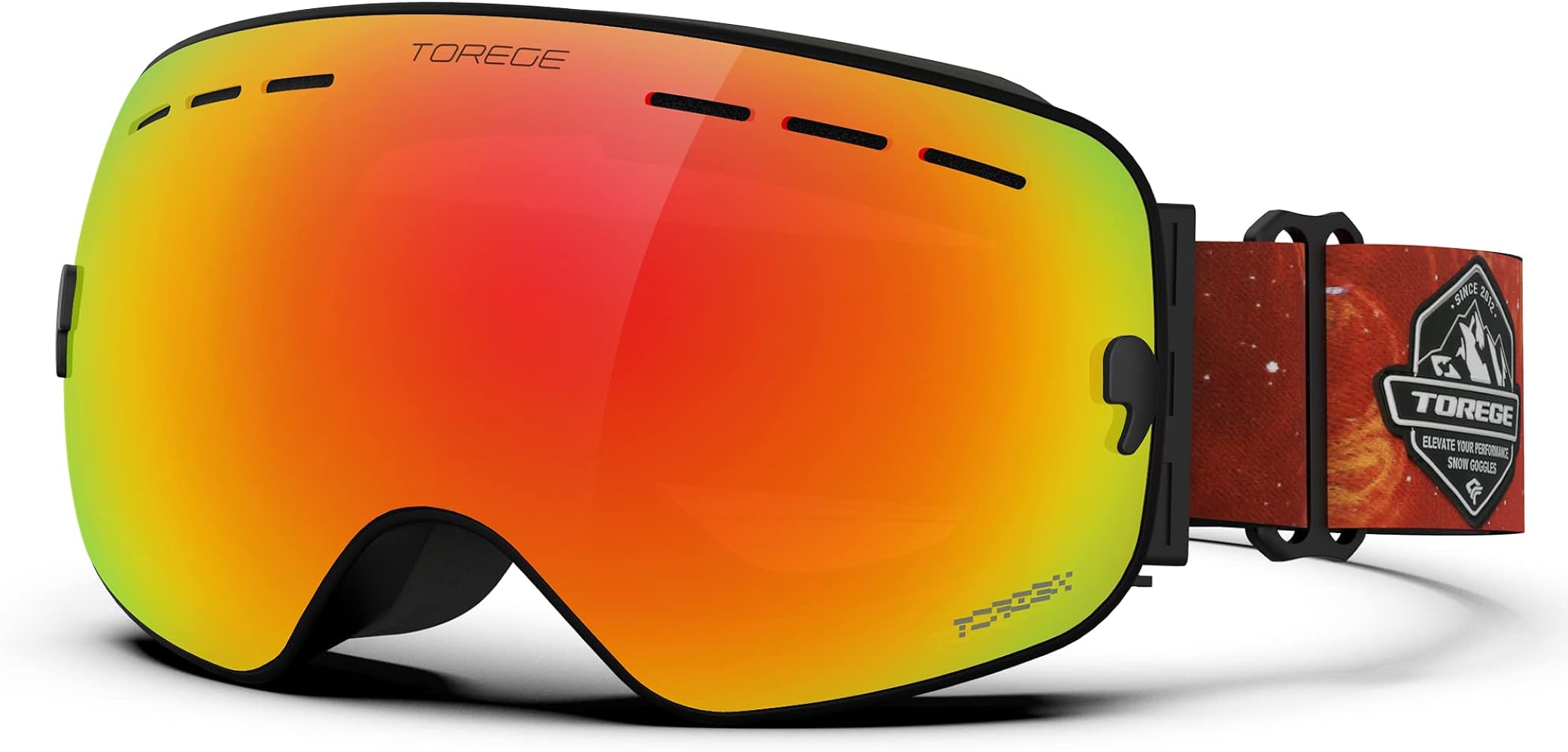 TOREGE Ski Goggles, Snow Goggles with Anti-fog Spherical Lens, OTG Snowboard Goggles for Men Women
