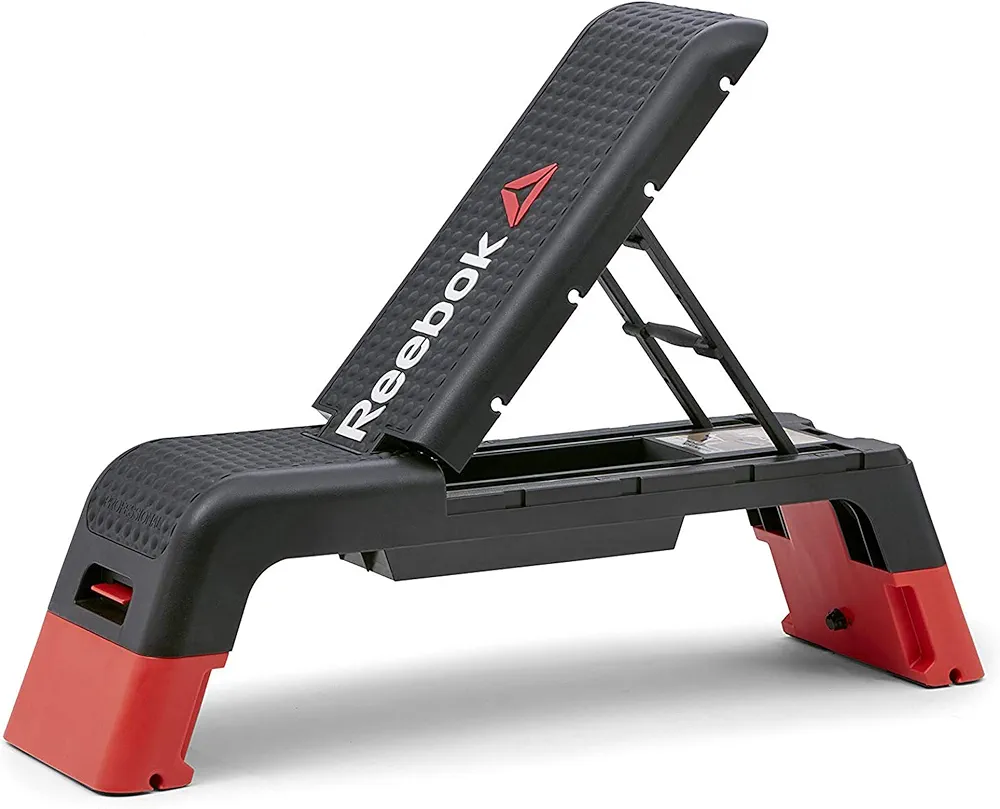 Reebok Deck Multipurpose Adjustable Bench Aerobic Strength Training Incline and Decline, Red
