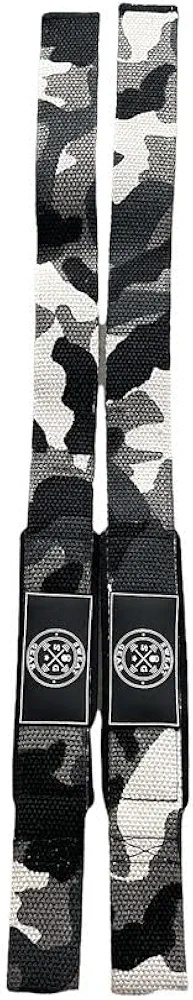 Fitness white camo weight lifting straps for deadlifts, pull-ups, rows, wrist support and grip while lifting, multiple color options