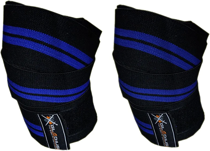 Power Lifter Weight Lifting Knee Wraps Supports Gym Training Fist Straps (Blue)