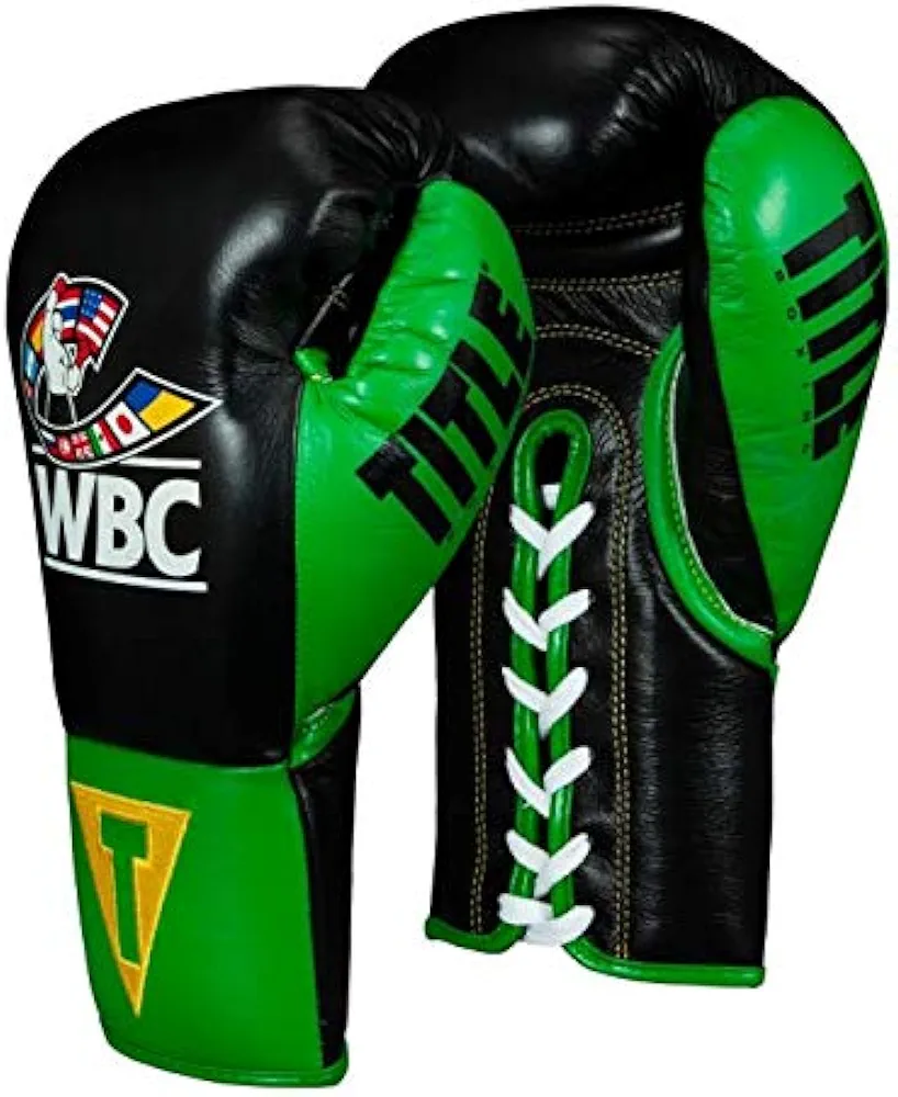 TITLE Boxing WBC Pro Fight Leather Gloves - Lace Up Boxing Glove, Boxing Competition Glove, Boxing Sparring Glove, Boxing Bag Glove, Pro Fight Glove, Professional Boxing Glove, Certified Boxing Glove