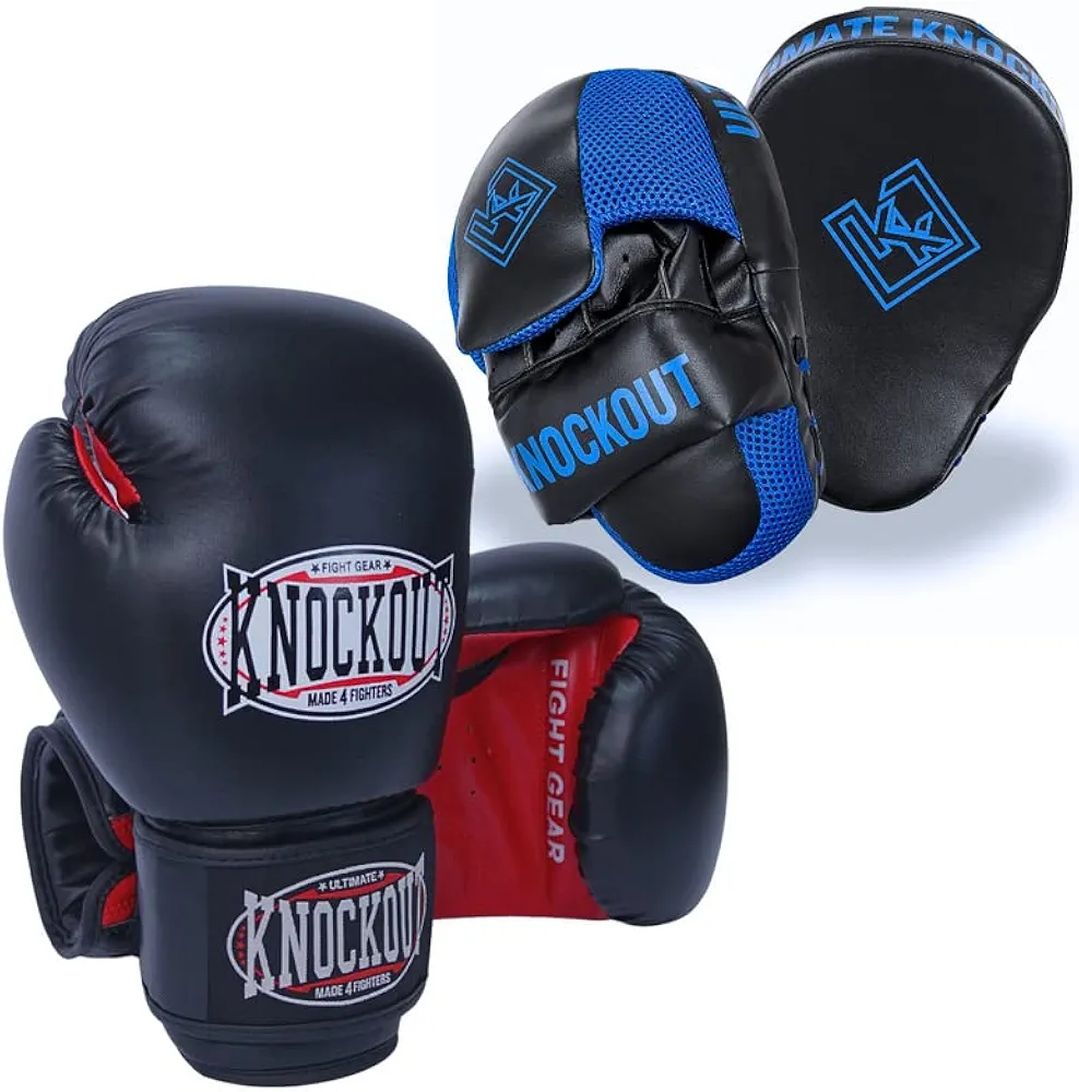 Boxing Gloves and Pads Focus Mitts Set for Kickboxing, Muay Thai MMA Training, Fitness Kit with Punching Pads for Martial Arts
