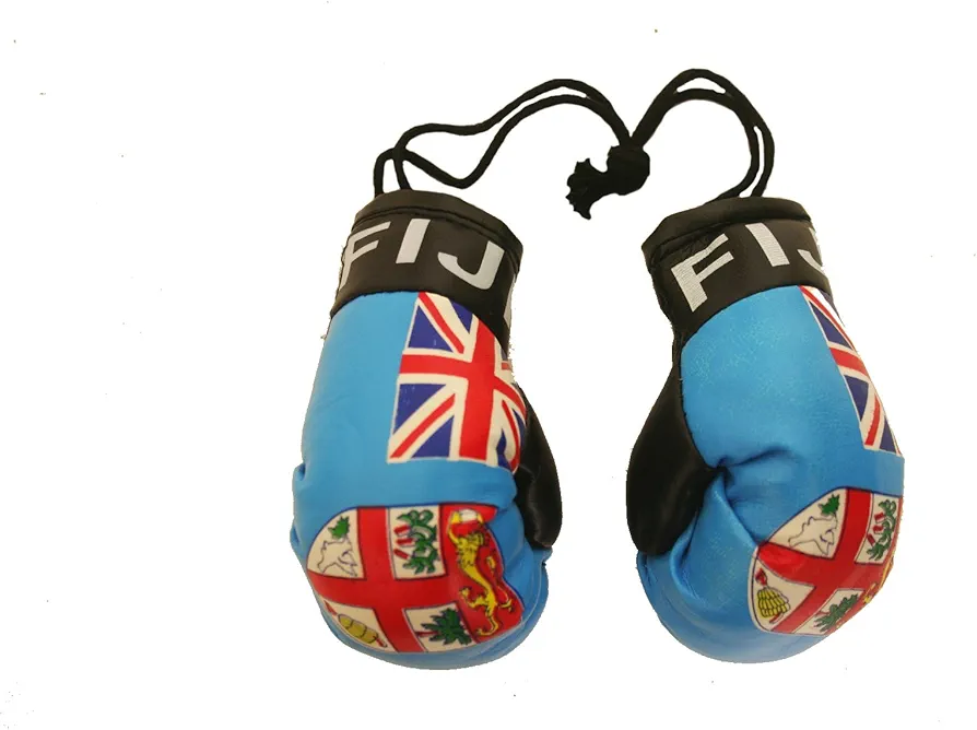 Fiji Country Flag Mini Boxing Gloves to Hang Over Your Automobile Mirror New