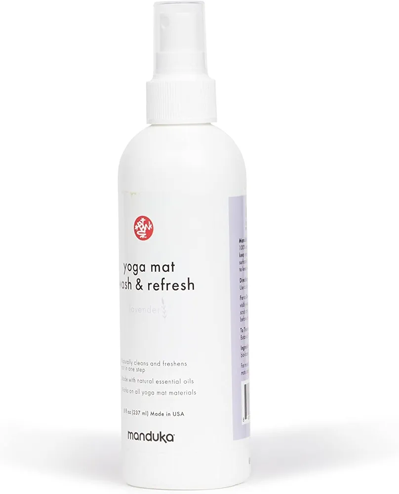 Manduka Yoga Mat Wash and Refresh – 100% Natural Essential Oil Yoga Mat Cleaning Spray, Fitness Equipment and Gym Accessories Cleaner, Non-irritating, Pet Friendly