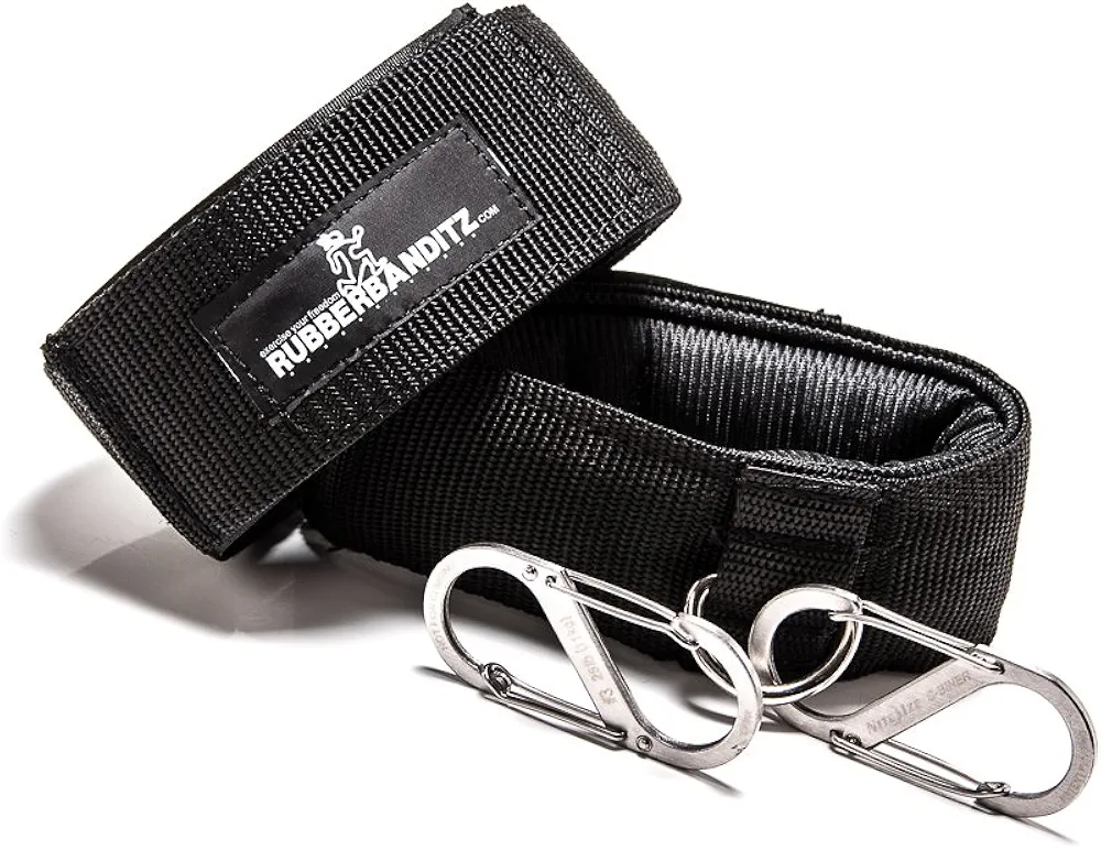 Rubberbanditz Ankle Cuff Grips & Carabiners - Resistance Band Training, Adjustable Straps, Ankle Cuffs One Size Fits All