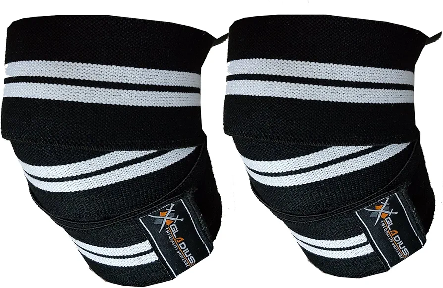 Power Lifter Weight Lifting Knee Wraps Supports Gym Training Fist Straps (White)