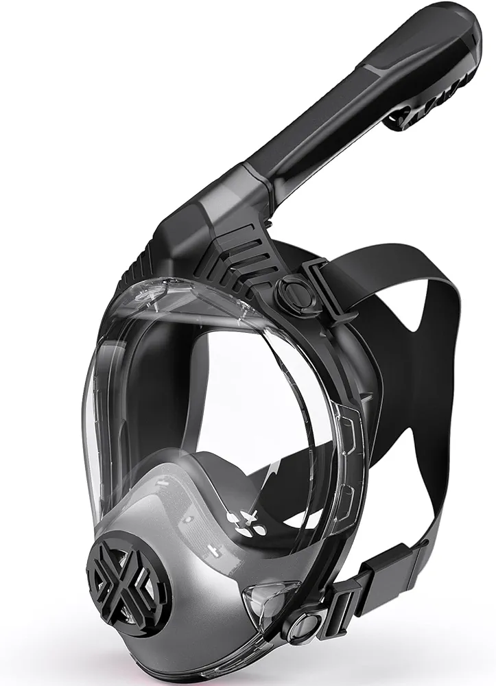 Full Face Snorkel Mask- Snorkeling Gear for Adults with Safe Dry Top Breathing System, 2025 Latest Foldable Panoramic View Snorkeling Mask for Men and Women, Anti Fog Anti Leak (Black, L/XL)