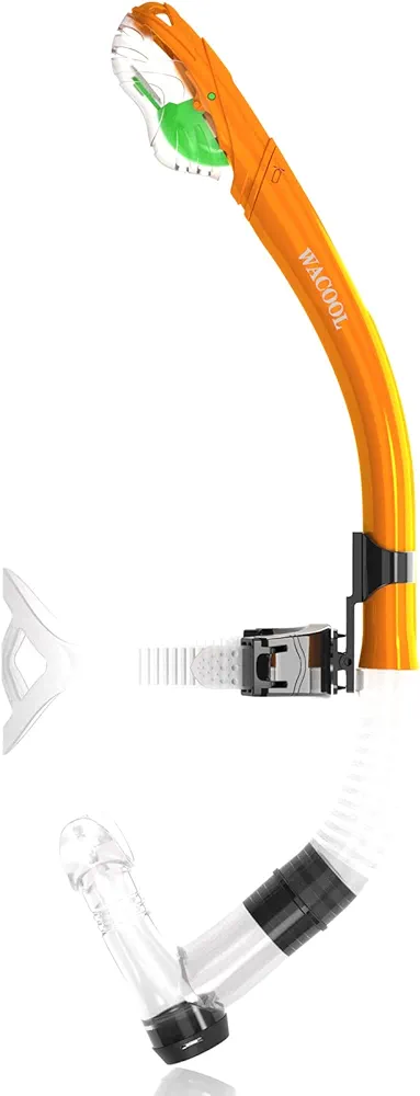 WACOOL Training Headstrap Support Dry Top Snorkel Tube Comfortable Mouthpiece One-Way Purge Valve for Pool Open Water Scuba Lap Swimming Swimmer Diving Snorkeling