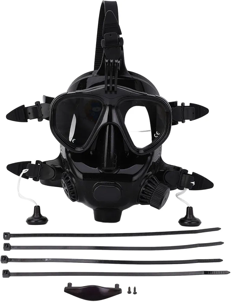 Full Face Dive Mask Full Face Diving Goggle Snorkel Mask for Adults, Fog Proof & Leakproof 180° Panoramic View Silicone Scuba Face Mask with Camera Mount for Underwater Exploration