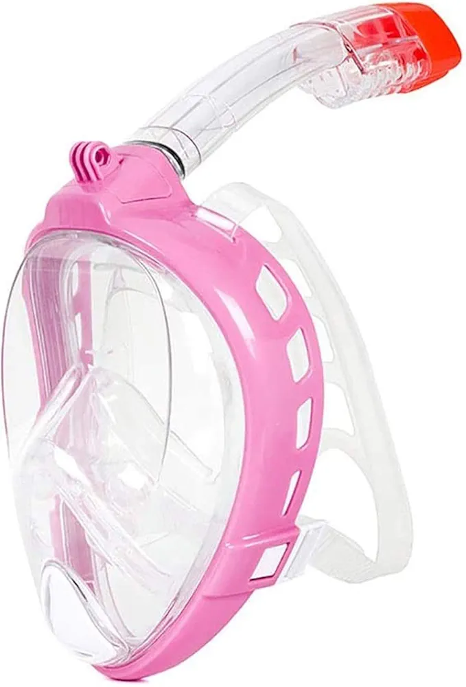 Diving Mask and Goggles Set: Dry Snorkel, Diving Suit, Swimming Glasses, and Full Face Snorkel Mask for a Comprehensive Diving Experience.PinkM