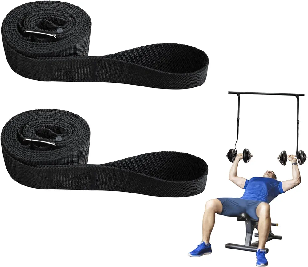 Dumbbell Spotter Straps for Shoulder & Chest Bench Press Portable Dummbell Spotter Hooks Safety Hanger Weight Lifting Assistance Strap 1 Pair