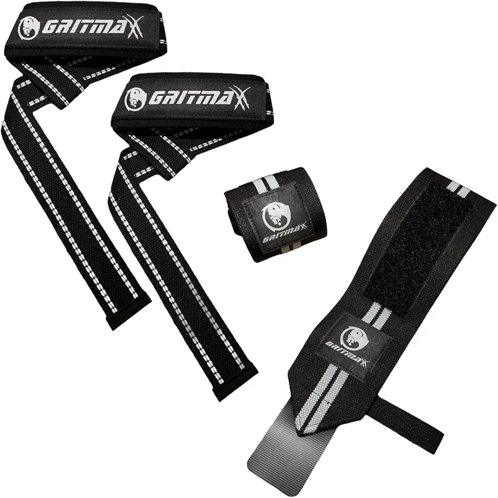 Weightlifting Strength & Support Wrist Wraps & Lifting Straps BUNDLE | One pair of level 2 compression wrist wraps and one pair of our premium lifting staps |