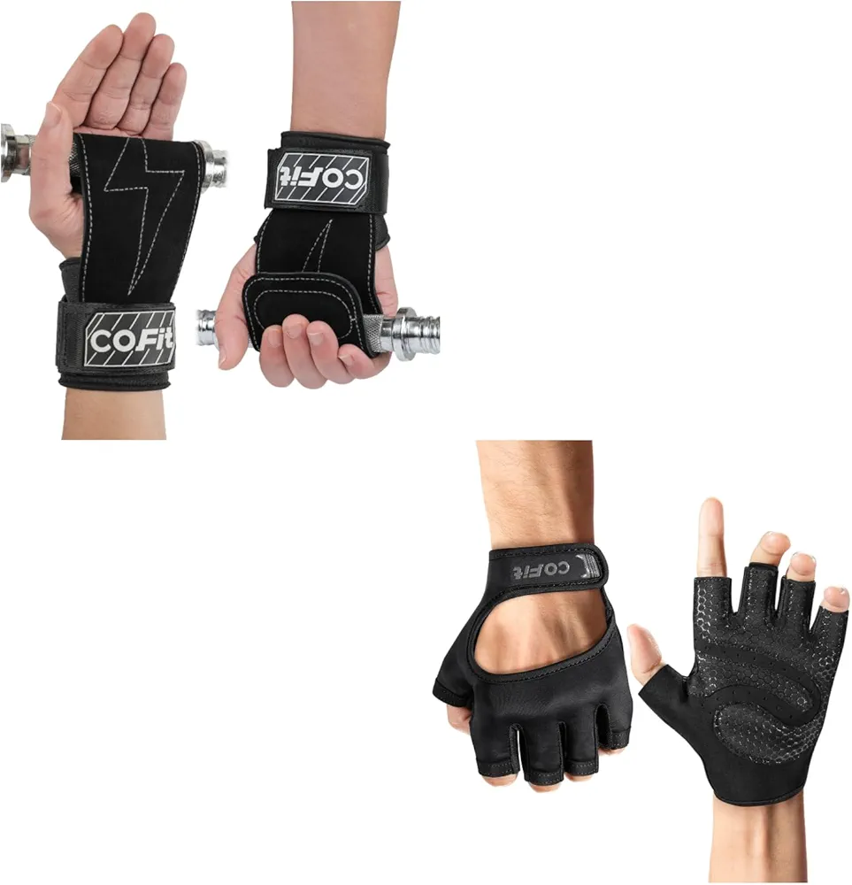 COFIT Wrist Straps for Weightlifting and Breathable Workout Gloves (Size L)