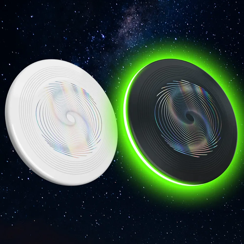CASEIER [2 Pack LED Flying Disc - 108 LEDs Light Up Flying Discs Idea Gift for Boys Girls Kids Adults Birthday Summer Outdoor Sport Disc for Beach, Backyard, Lawn, Park, Camping,175gram