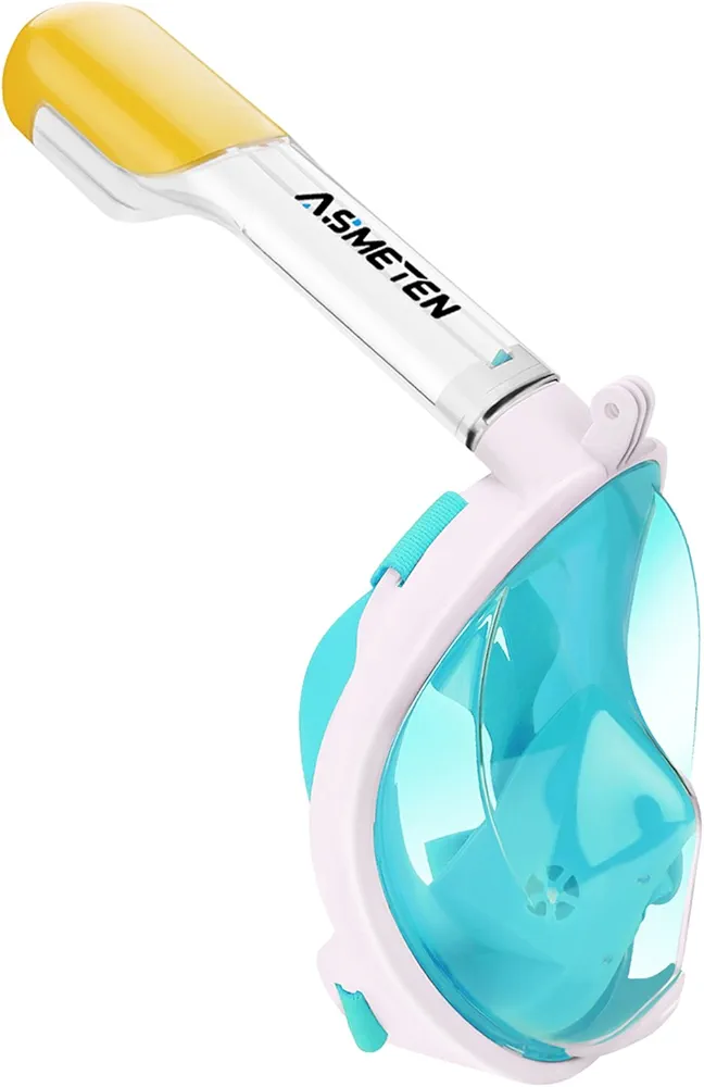 Full Face Snorkel Mask Real Anti Fog Snorkel Set with Detachable Camera Mount, Dry Top Set Easy Breath Anti-Leak for Adults and Kids