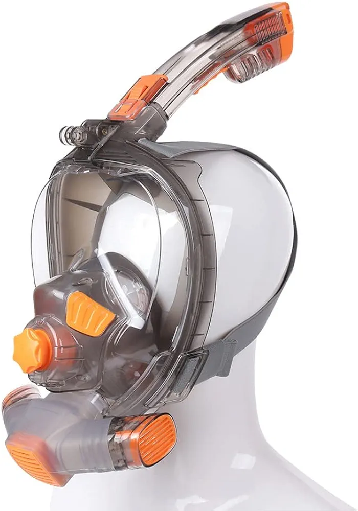 Full Face Scuba Diving Mask with Camera Holder, 180° View Panoramic, Snorkeling Mask Scuba Diving Equipment, Waterproof & Anti-Fog Oxygen Cylinder Snorkel Swimming Masks for Scuba Diving ( Size : L/XL