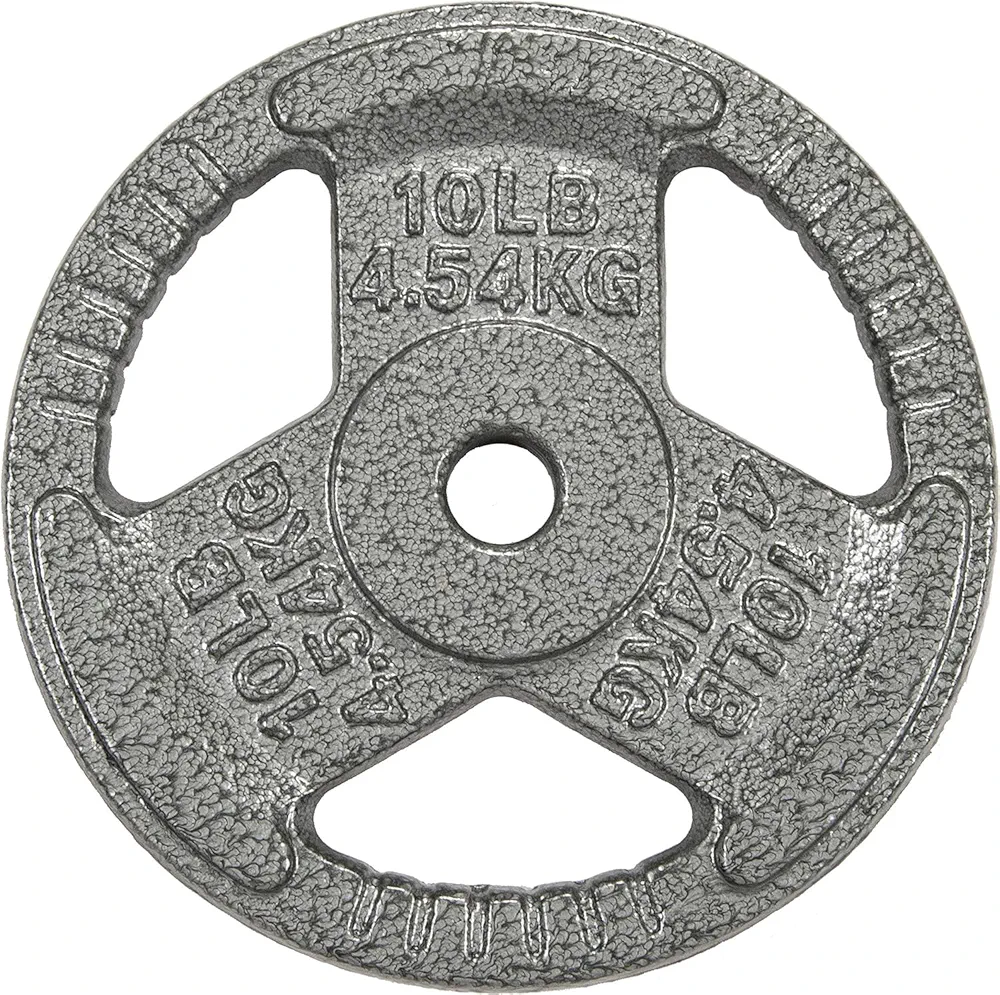 HulkFit 1 inch or 2 inch Cast Iron Weight Plate Set with Multi-Grip Handles and Enamel Coated for Barbells & Strength Training - Grey