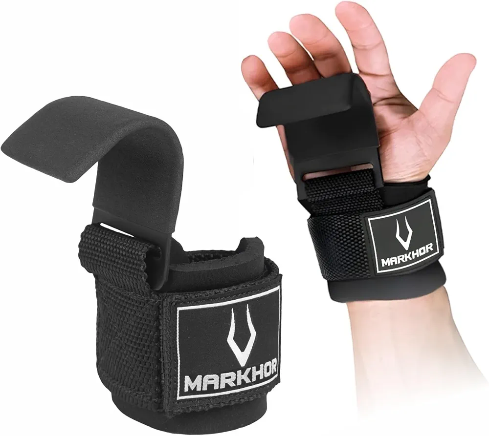 Weight Lifting Hooks, Lifting Hooks for Men/Women, Weightlifting Hooks for Gym, Pull up, Deadlifting, Padded Lifting Wrist Straps 40cm Long Strap