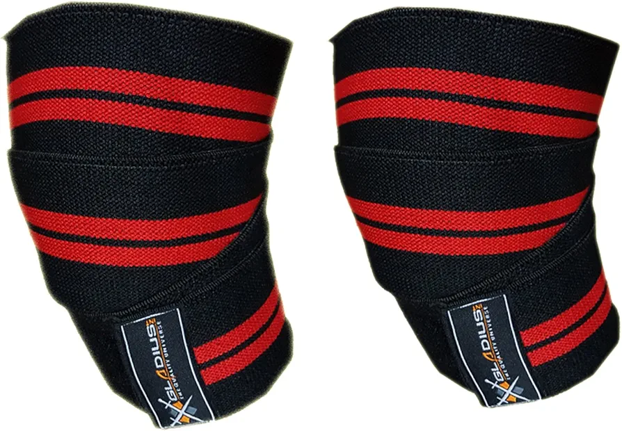 Power Lifter Weight Lifting Knee Wraps Supports Gym Training Fist Straps (Red)