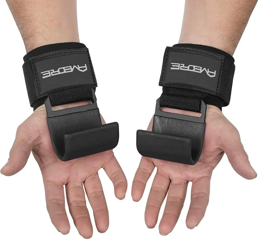 Gym Strap Weight Lifting Hooks Weight Lifting Training Wrist Support Lifting Athletics Hand Grip Support Wrist Straps for Men and Women. Deadlift, Black