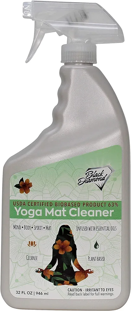 Black Diamond Stoneworks Yoga Mat Spray Cleaner: USDA Certified BIOBASED- Essential Oils, Safe for All Type of Materials, Exercise, Pilates, or Workout Mats. (1 quart)